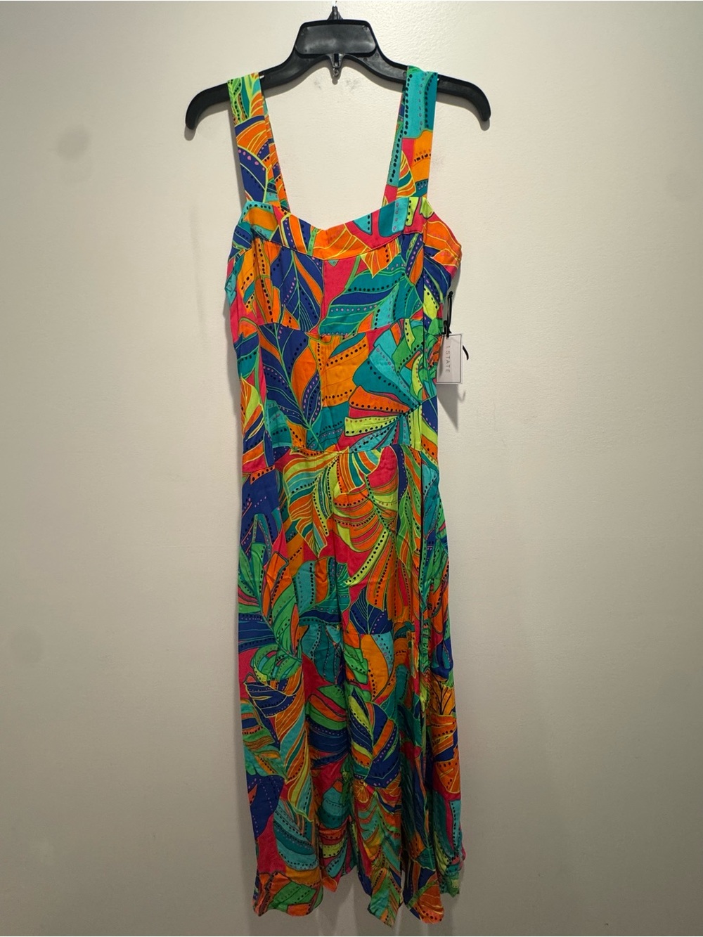 1. State Tropical Leaf Print Midi Dress NWT